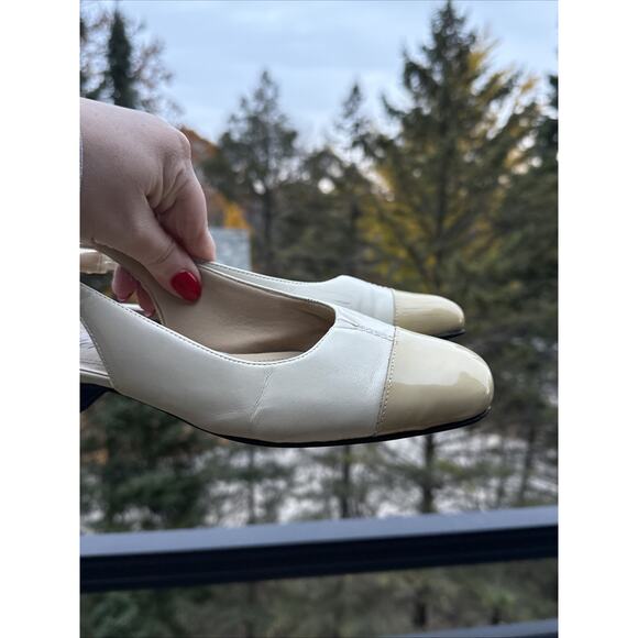 Trotters Sling Back Shoes Nude 7.5 M Tan Women’s Made In Brazil Cap Toe Pump - Picture 13 of 16